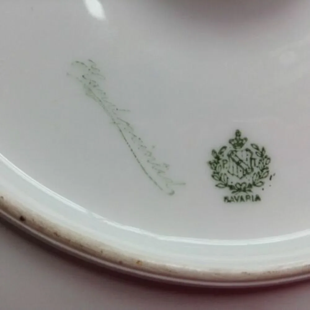 Bavaria Two Tiered Serving Plate Hand Painted Artist Signed Violets Gold Trim